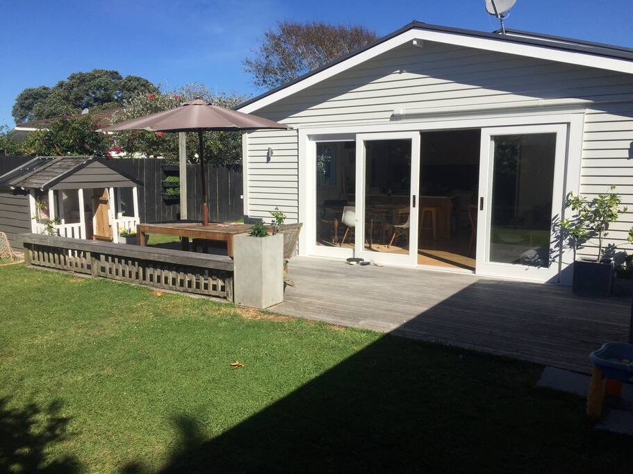 Back garden looking into kitchen/living