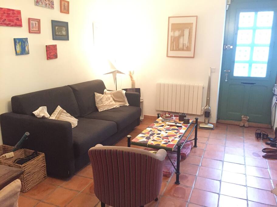 Vrai canapé lit dans le salon