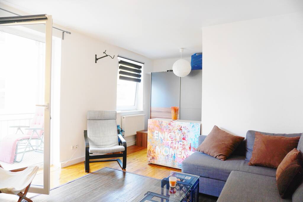 The living room is furnished very creative and modern.