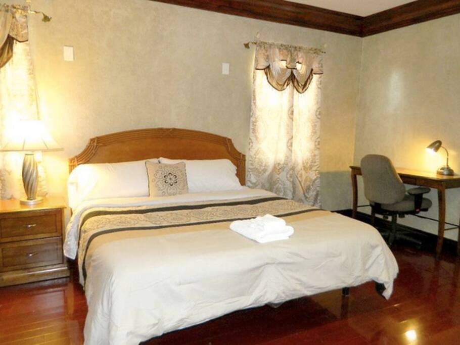 Laptop friendly workspace, 2 sitting areas and plenty of open space.