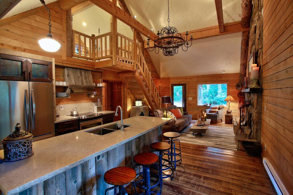 Renovated kitchen opens to di