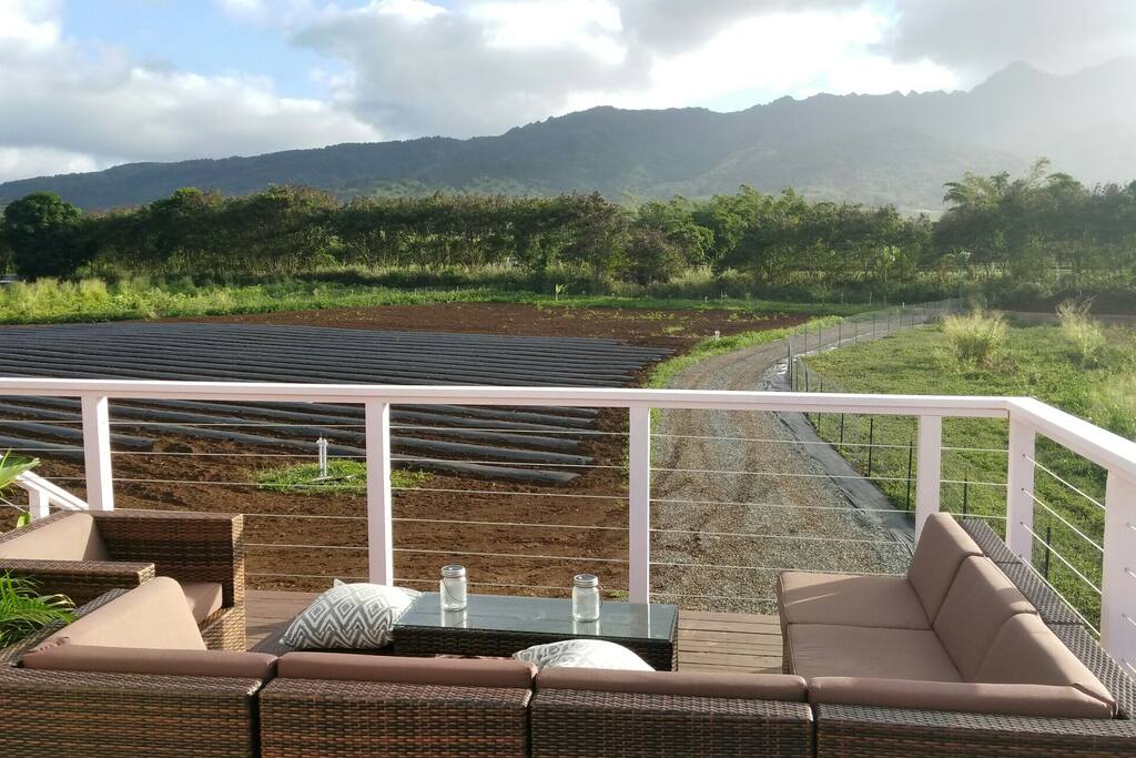 lounging shared deck area mountain view