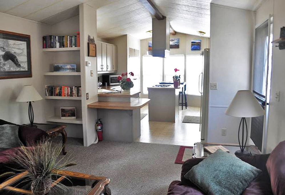 View from the living room into the kitchen