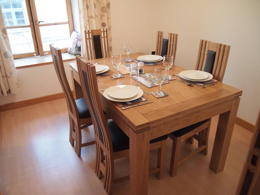 The dining room, which is separate from the living room. There is also a separate galley kitchen