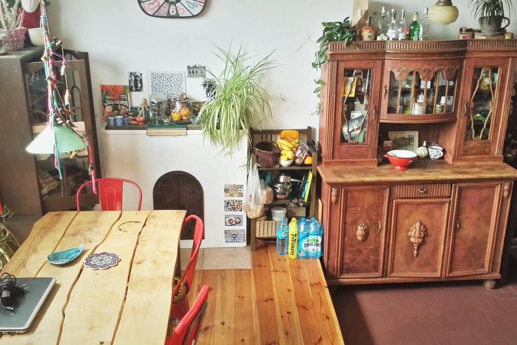 Dinning room, living room, kitchen in one - perspective from your bed