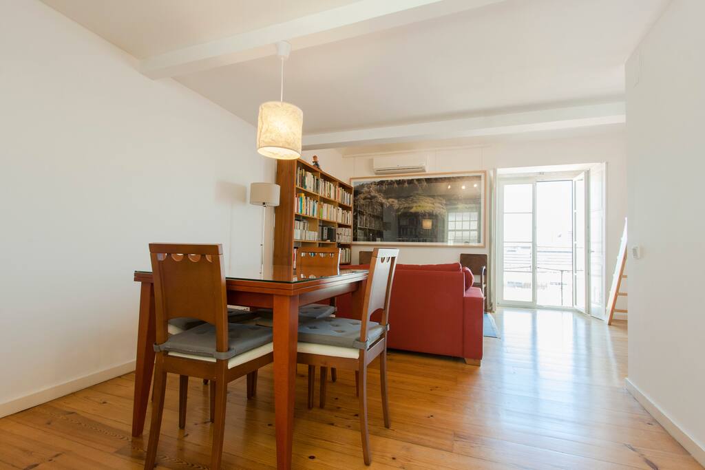 Living room with table for four