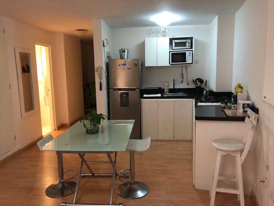 Kitchen and dinner area.