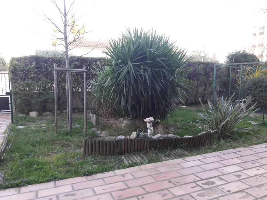 Une partie du jardin devant la maison