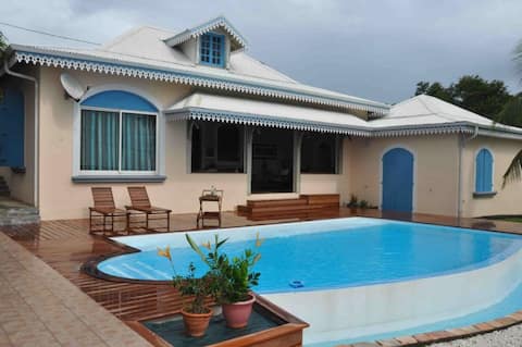 Large friendly pool villa with sea view