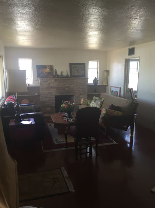Front living area with bedroom in background.