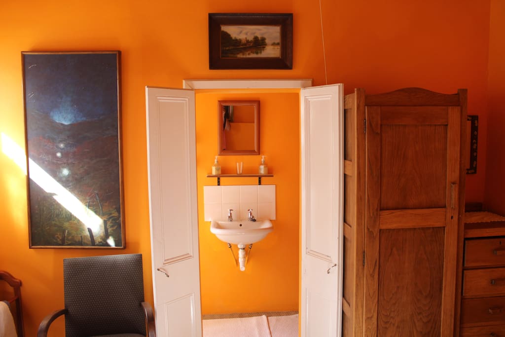 Toilet on RHS, Shower on LHS.