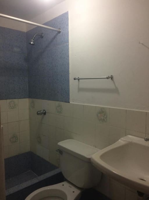 Un baño con ducha.
