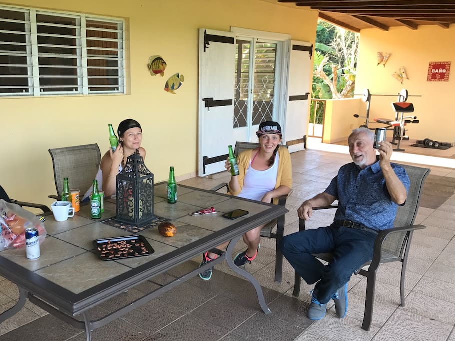 Socializing on the deck