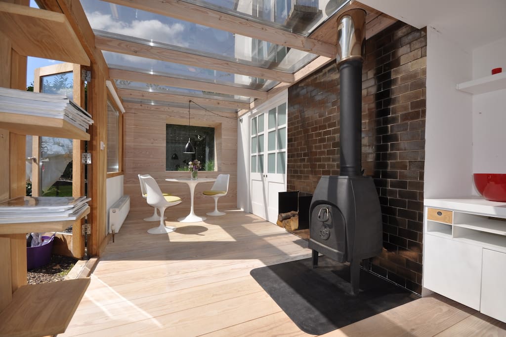sunny space with wood burner