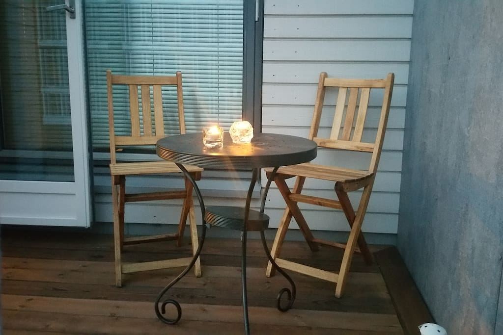 Lovely balcony with sunlight during the evening.