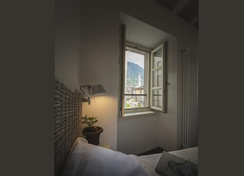 A loggia and the Mera River in the historic center.