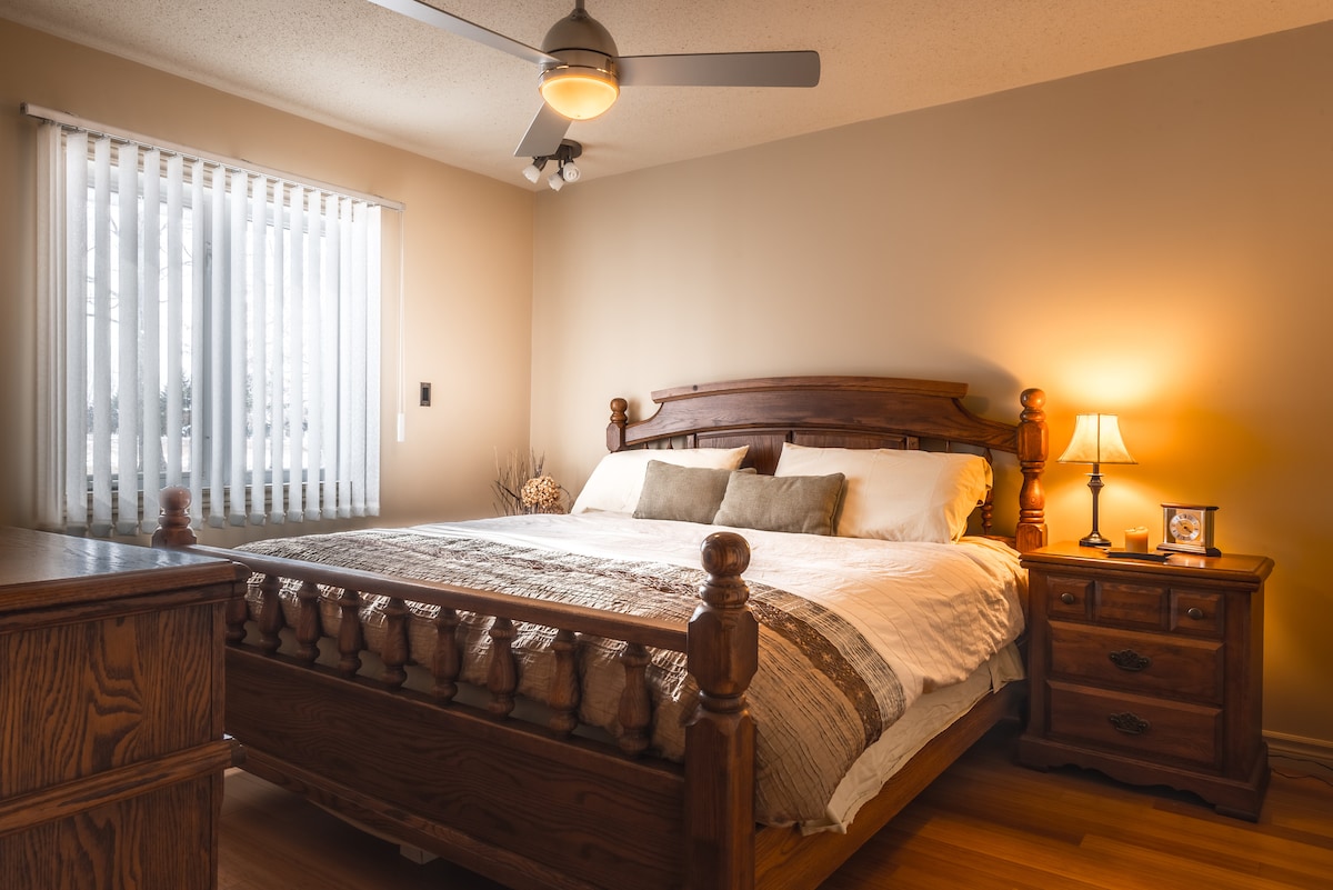 Separate bedroom with King Bed