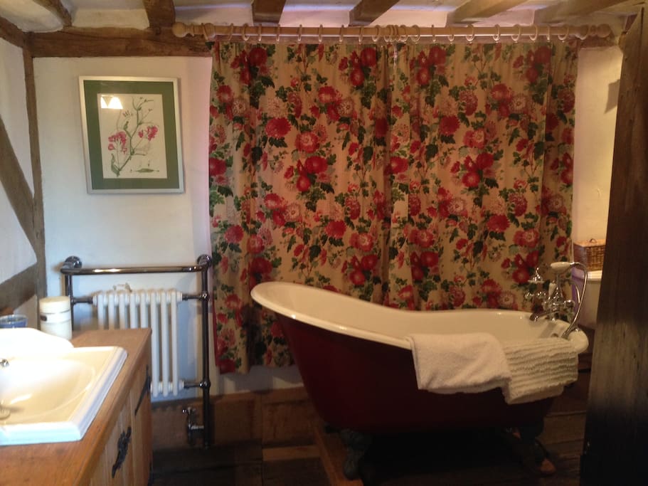 Victorian bath and a separate shower in a bathroom across the landing. This is for use for guests in the twin room only.