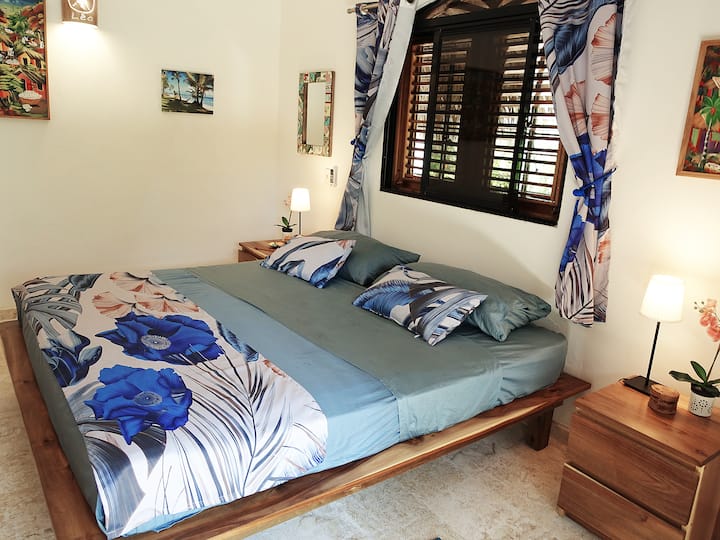 Bedroom/ habitacion / chambre N°1
Vista al jardín con aire acondicionado.