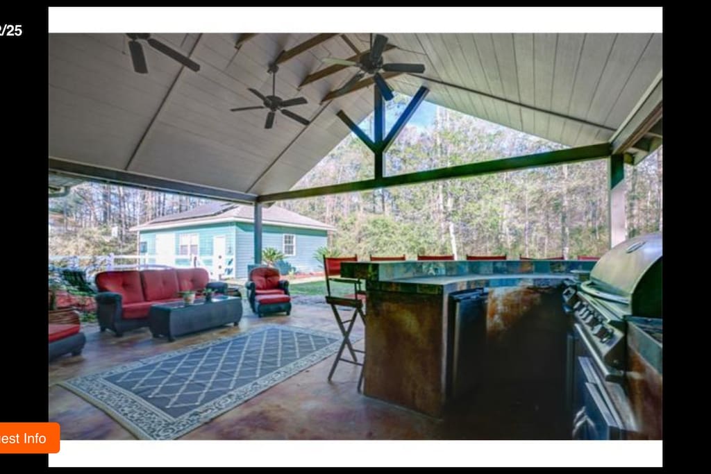 Outdoor kitchen and patio.
