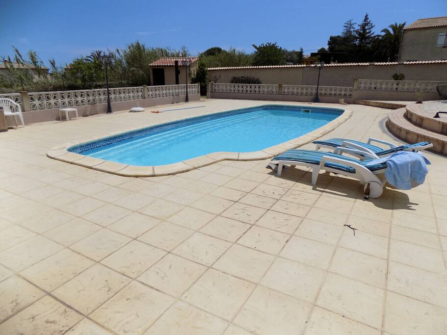 There's plenty of space around the pool and beyond.