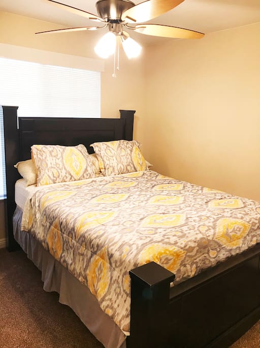 Private Bedroom, includes: Queen Bed with Anti-Allergy Mattress and Pillow Covers