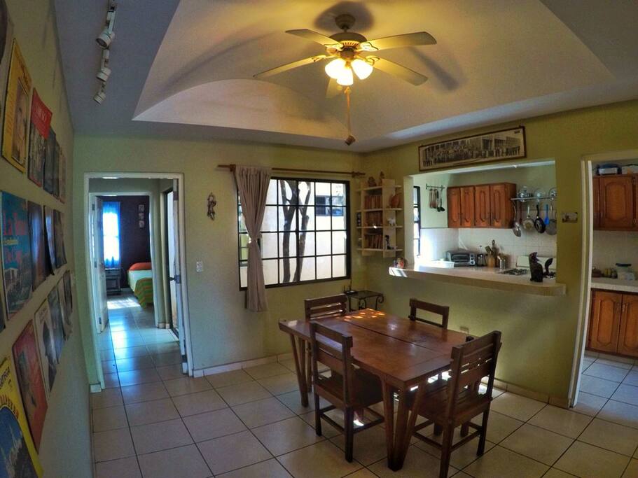 Kitchen and Dining Room. In the back is one of the bedrooms.