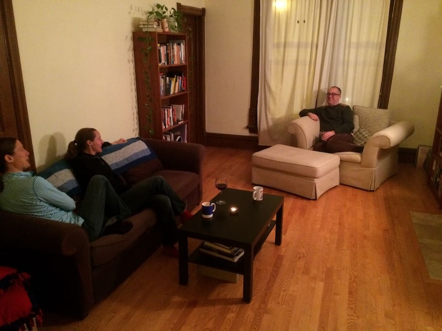 Friends enjoying the living room space