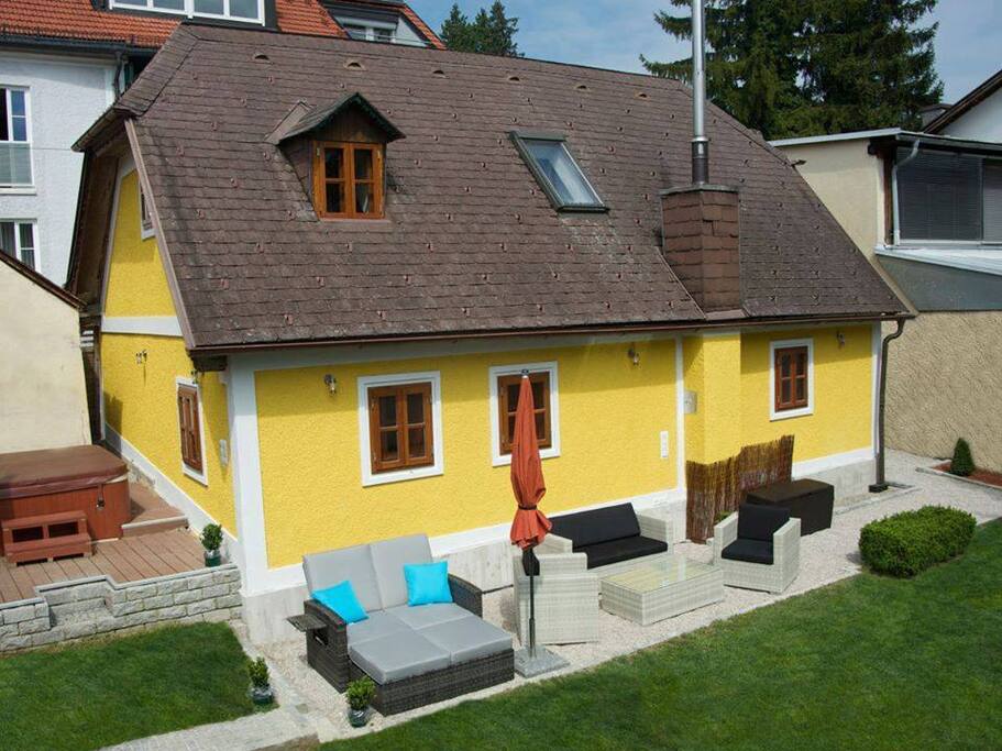 Ferienhaus Kuferhaus - moderne Lounge Gartenmöbel.