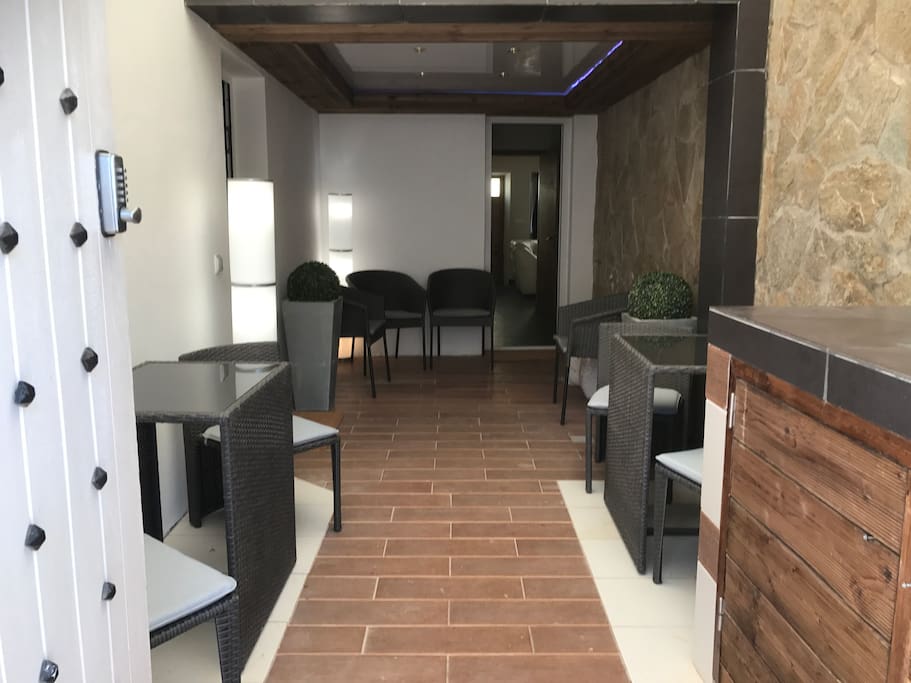 Spacious covered courtyard for relaxing in