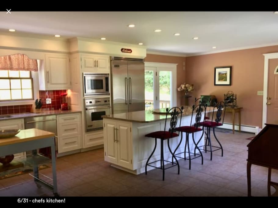 Large kitchen. You can eat at the island or use the dining room.