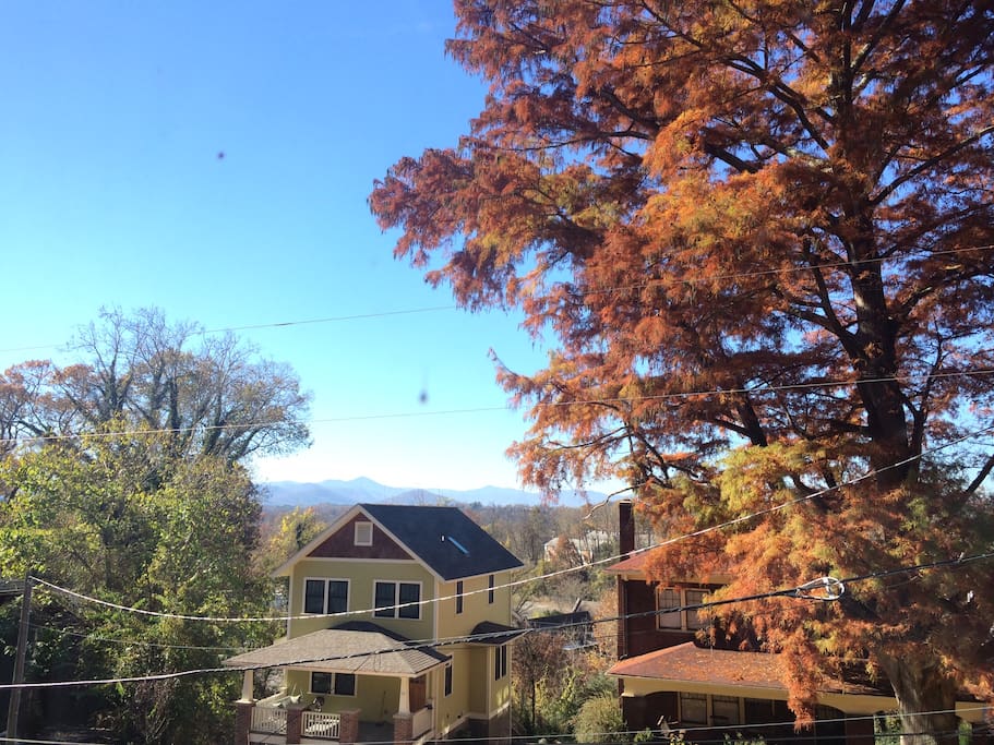 Beautiful views of the mountains from bed. Winter views are even better!