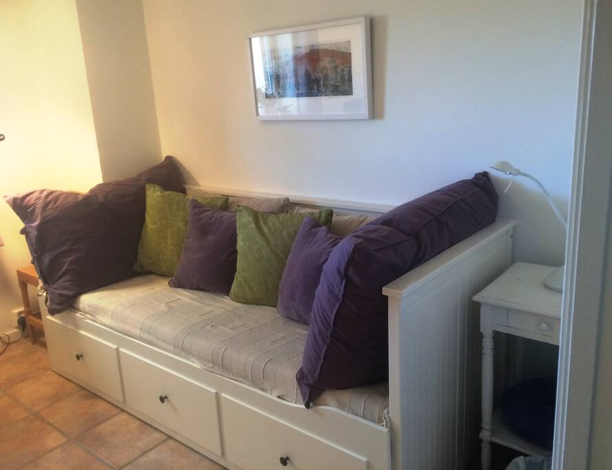 Sofabed makes the room nice in the daytime