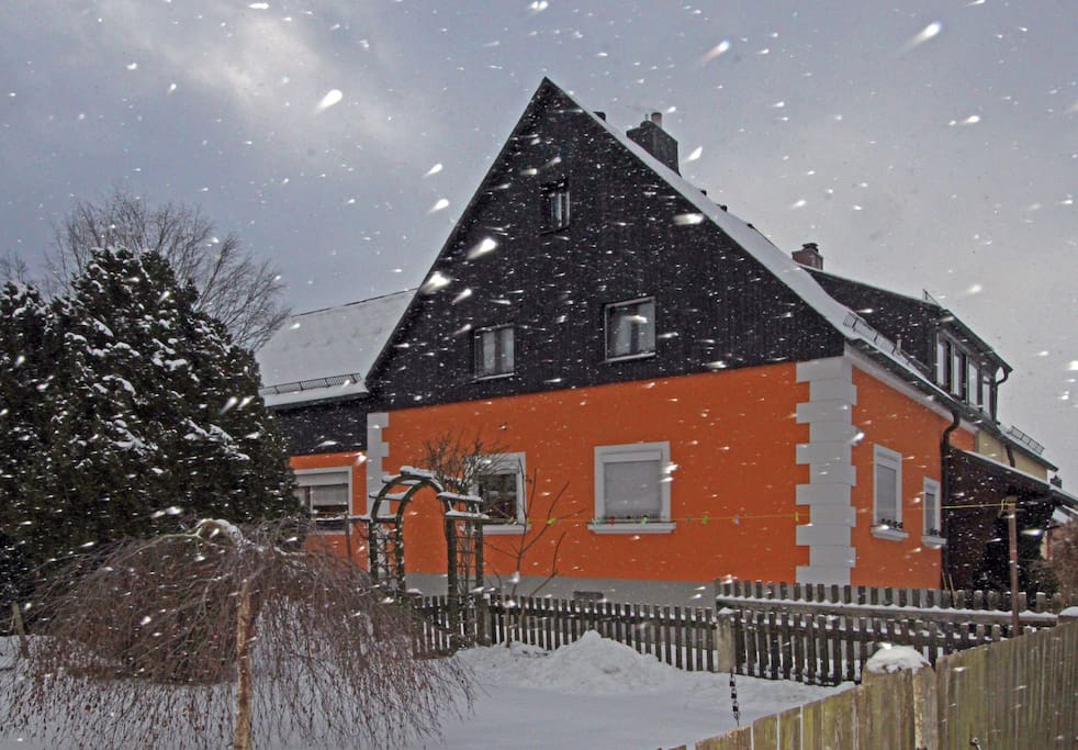 Im Winter bei Schneefall
