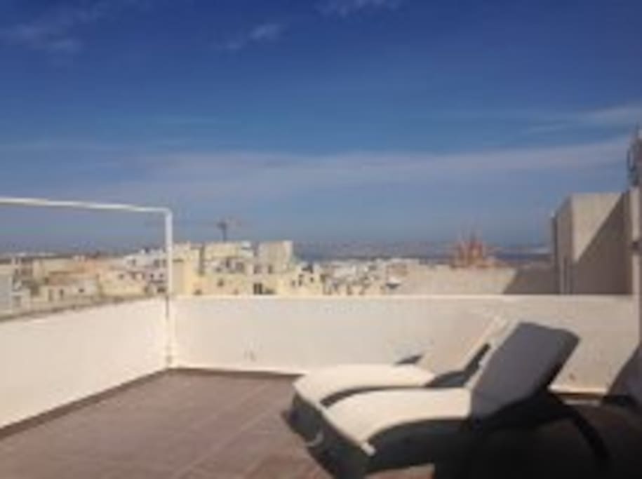 Roof Terrace with sea views and views of Gozo and Comino