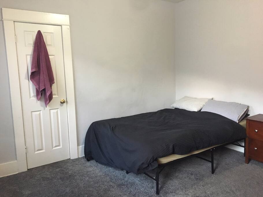 Room gets lots of light but windows blinds also provide darkness if that's what you prefer.