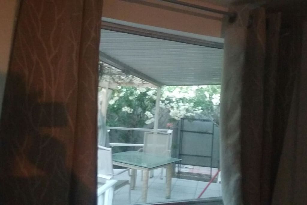 Private Bedroom deck, shaded on garden side.