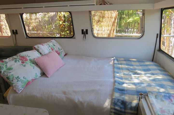 Cute caravan in bush setting