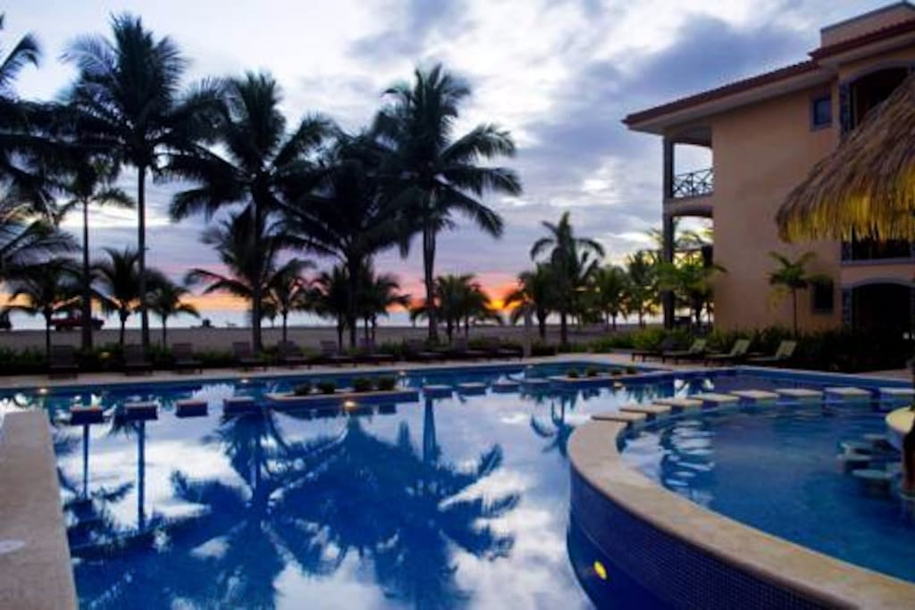 sunset pool view