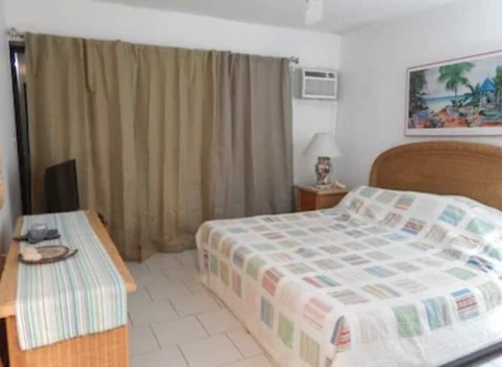 Dormitorio principal con aire acondicionado y TV de pantalla plana