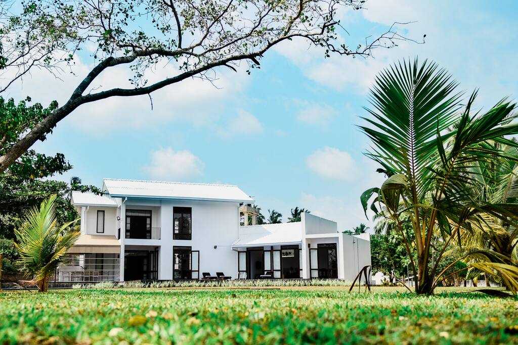 View from the lake to the villa