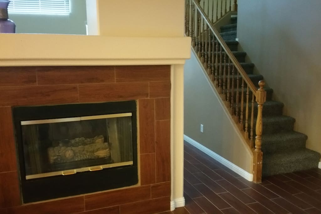 Fireplace on dining room