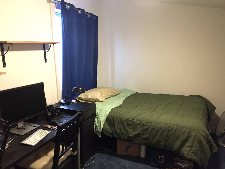 The available room on the 3rd floor - full bed, desk, window.