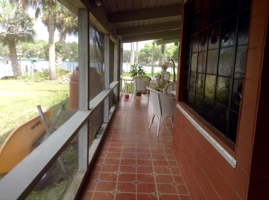 Porch along the back of the host's home.