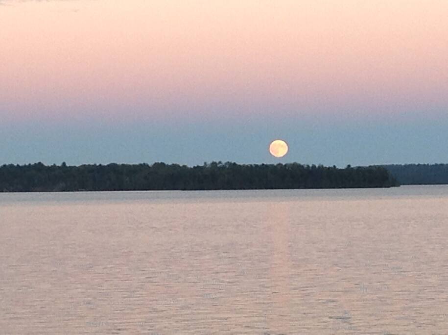 Moon rising over Lake Clear