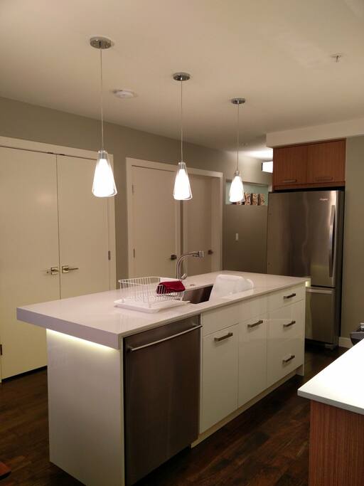 Bosch dishwasher and large single Badin sink for your use.