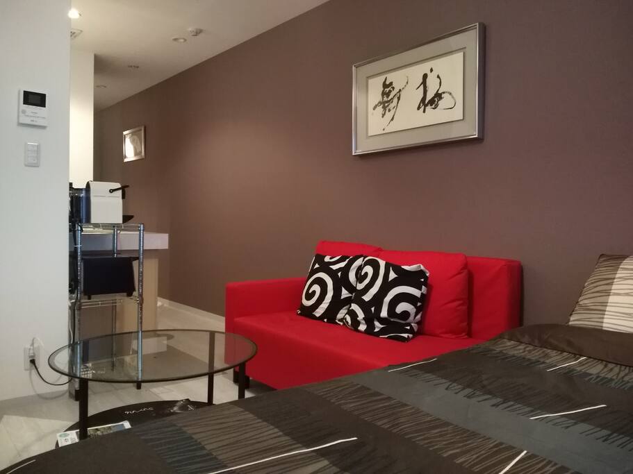 Sofa and coffee table for chilling in front of Netflix or the domestic TV