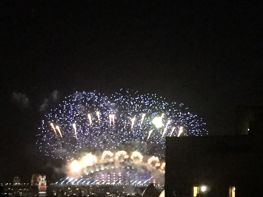 Sydney fireworks on NYE from our rooftop.