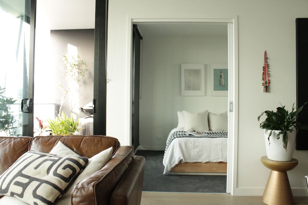 Looking into the bedroom from the lounge room