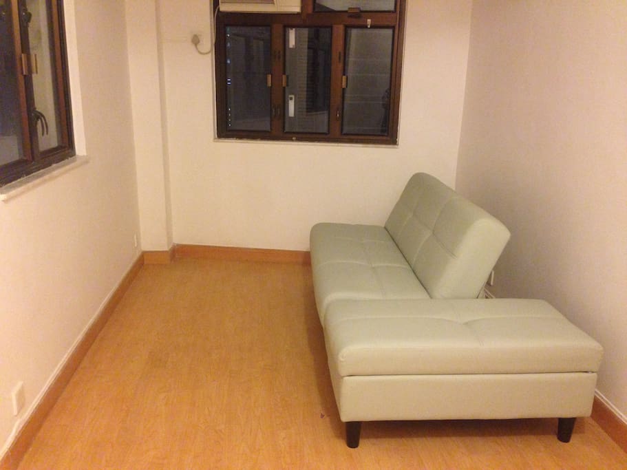 This is the bedroom being Airbnbed. You'll be sleeping on a full-sized sofa bed. Not pictured is a desk and night stand for use in the room.